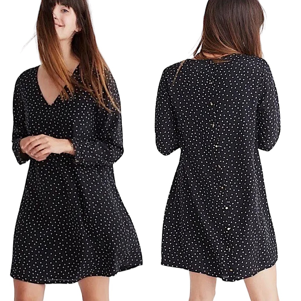 MADEWELL: Star Print Silk Button Back Dress -Size Medium